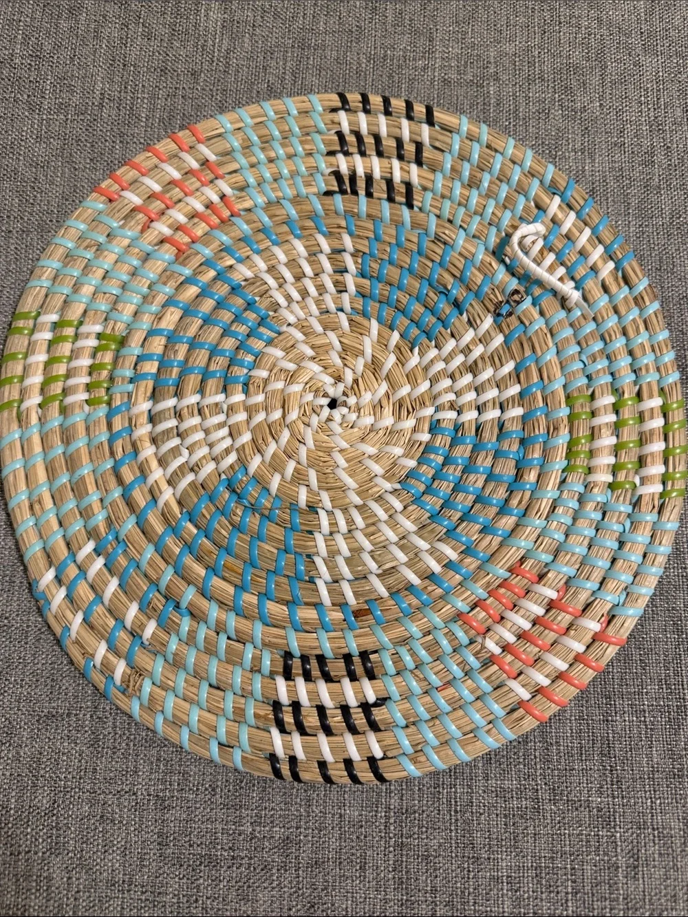 Woven basket wall hanging 11” round decor bohemian boho